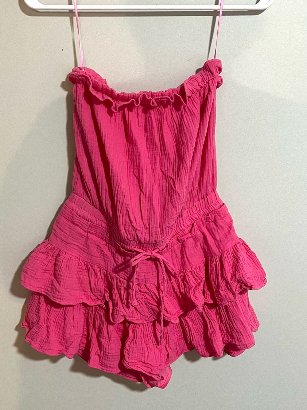 Day + Moon Bright Pink Ruffle Romper